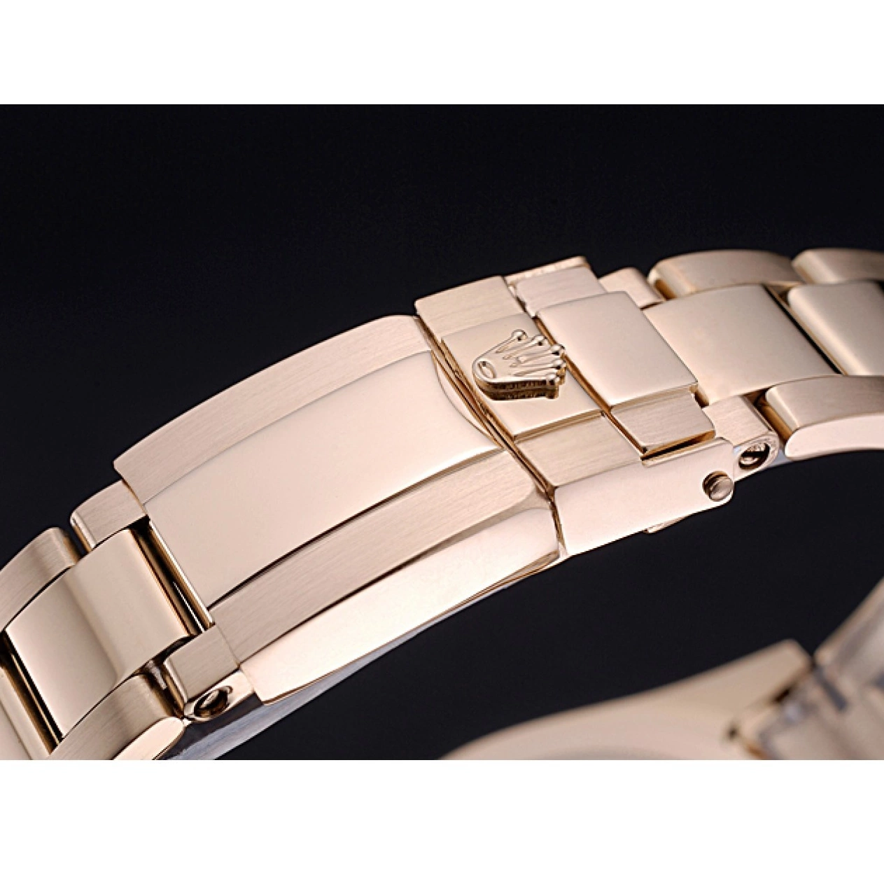 Good copy rolex watches 622548 Daytona Gold Subdials White Rolex with Black Bracelet Cosmograph 0610
